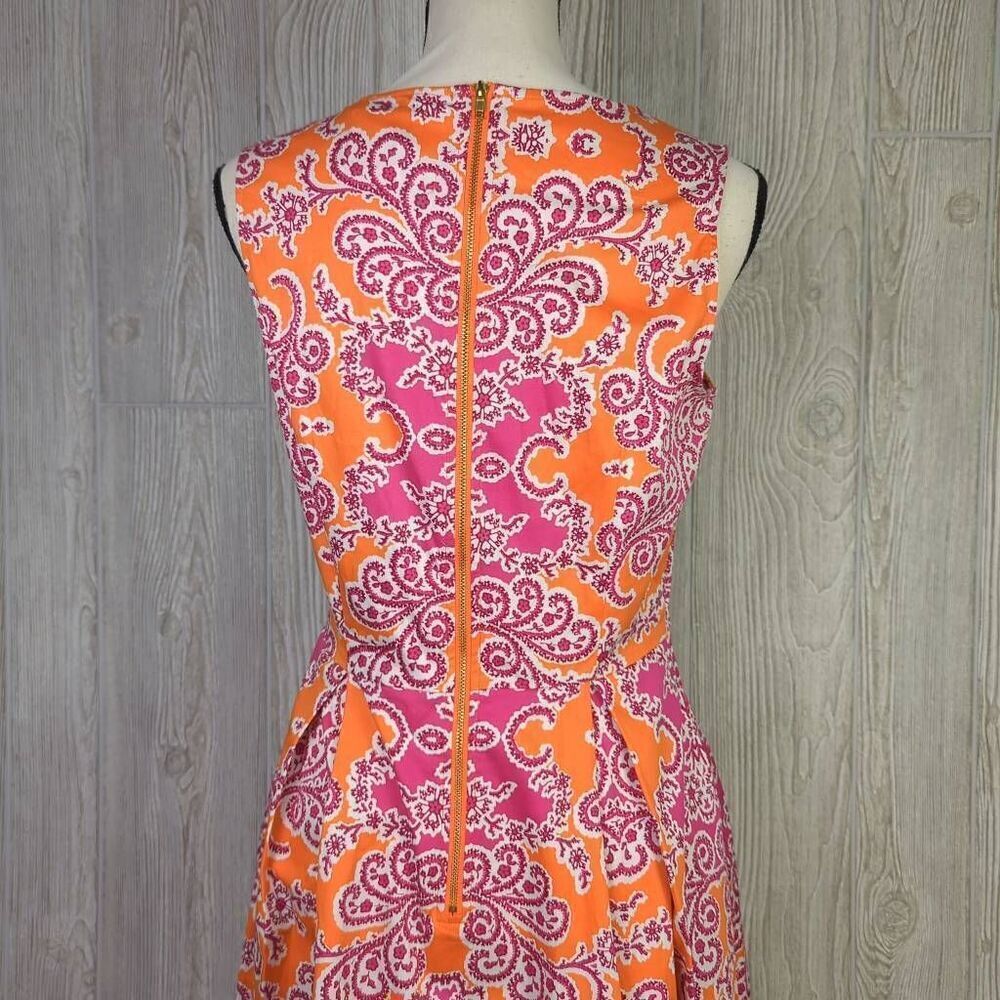 Holly & Whyte by Lindex Womens 10 Midi Dress Orange Pink Floral Sleeveless Flowy - Picture 5 of 11